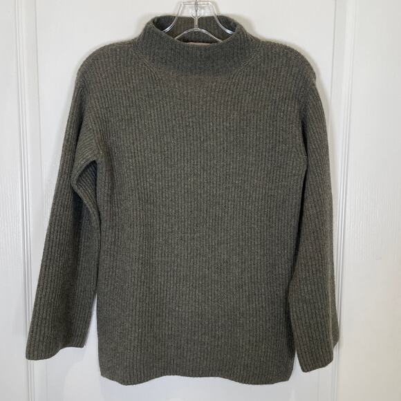 Everlane The Cashmere Rib Mockneck Sweater Dark Green Oversize XS - Picture 1 of 5